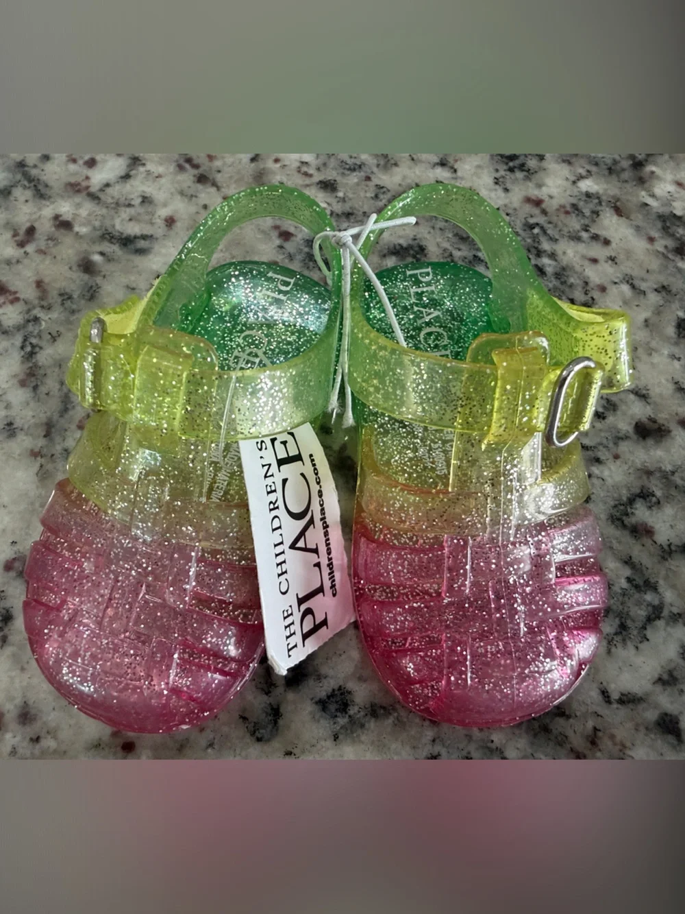 The Children's Place Kids' Glitter Jelly Sandals - Pink, Yellow, Green